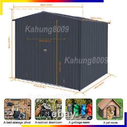 8'x8 FT Storage Shed Horizontal Sheds Metal Storage Cabinet with Lockable Door