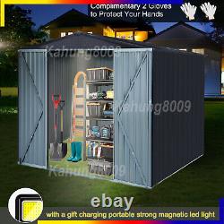 8'x8 FT Storage Shed Horizontal Sheds Metal Storage Cabinet with Lockable Door