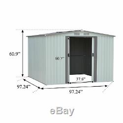 8'x8' Metal Outdoor Storage Shed Steel Garden Utility LawnTool Backyard House