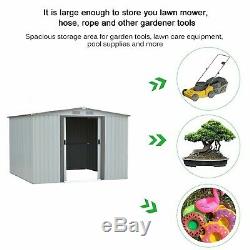 8'x8' Metal Outdoor Storage Shed Steel Garden Utility LawnTool Backyard House