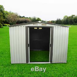 8'x8' Metal Outdoor Storage Shed Steel Garden Utility LawnTool Backyard House