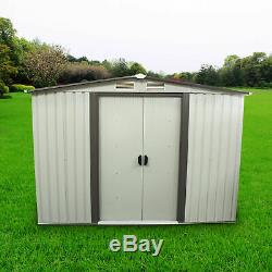 8'x8' Metal Outdoor Storage Shed Steel Garden Utility LawnTool Backyard House