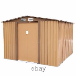 8'x8' Outdoor Storage Shed Garden Backyard Metal Utility Tool Shed Sliding Door