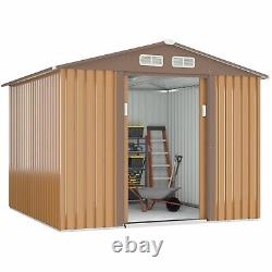 8'x8' Outdoor Storage Shed Garden Backyard Metal Utility Tool Shed Sliding Door