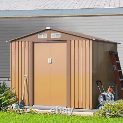 8'x8' Outdoor Storage Shed Garden Backyard Metal Utility Tool Shed Sliding Door