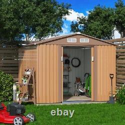 8'x8' Outdoor Storage Shed Garden Backyard Metal Utility Tool Shed Sliding Door