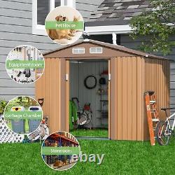 8'x8' Outdoor Storage Shed Garden Backyard Metal Utility Tool Shed Sliding Door