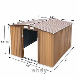 8'x8' Outdoor Storage Shed Garden Backyard Metal Utility Tool Shed Sliding Door