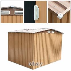 8'x8' Outdoor Storage Shed Garden Backyard Metal Utility Tool Shed Sliding Door