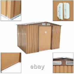 8'x8' Outdoor Storage Shed Garden Backyard Metal Utility Tool Shed Sliding Door