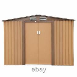 8'x8' Outdoor Storage Shed Garden Backyard Metal Utility Tool Shed Sliding Door