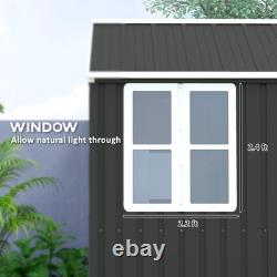 8' x 6' Outdoor Metal Garden Storage Shed with 2 Doors, Window, Sloped Roof