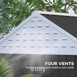 8' x 6' Outdoor Metal Garden Storage Shed with 2 Doors, Window, Sloped Roof