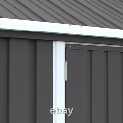 8' x 6' Outdoor Metal Garden Storage Shed with 2 Doors, Window, Sloped Roof