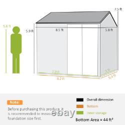 8' x 6' Outdoor Metal Garden Storage Shed with 2 Doors, Window, Sloped Roof Brown
