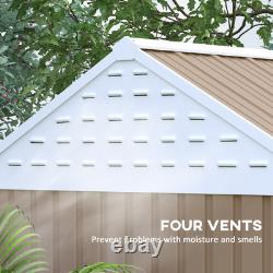 8' x 6' Outdoor Metal Garden Storage Shed with 2 Doors, Window, Sloped Roof Brown