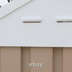 8' x 6' Outdoor Metal Garden Storage Shed with 2 Doors, Window, Sloped Roof Brown