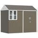 8' X 6' Outdoor Metal Garden Storage Shed With 2 Doors, Window, Sloped Roof Gray
