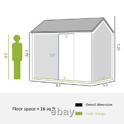 8' x 6' Outdoor Metal Garden Storage Shed with 2 Doors, Window, Sloped Roof Gray