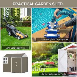 8' x 6' Outdoor Metal Garden Storage Shed with 2 Doors, Window, Sloped Roof Gray