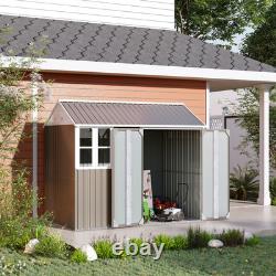 8' x 6' Outdoor Metal Garden Storage Shed with 2 Doors, Window, Sloped Roof Gray