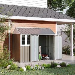 8' x 6' Outdoor Metal Garden Storage Shed with 2 Doors, Window, Sloped Roof Gray