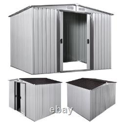 8 x 8ft Storage Shed Outdoor Galvanized Steel Tool House Garden Backyard Use New
