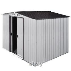 8 x 8ft Storage Shed Outdoor Galvanized Steel Tool House Garden Backyard Use New