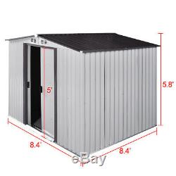 8x8 FT Garden Shed Storage Kit DIY Backyard Metal Building Doors Outdoor Steel