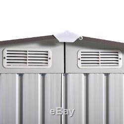 8x8 FT Garden Shed Storage Kit DIY Backyard Metal Building Doors Outdoor Steel