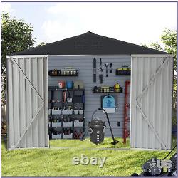 8x8 FT Storage Shed Horizontal Sheds Metal Storage Cabinet with Lockable Door