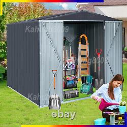 8x8 FT Storage Shed Horizontal Sheds Metal Storage Cabinet with Lockable Door