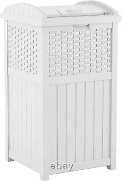 99 gallon heavy duty resin wicker horizontal outdoor deck box, white