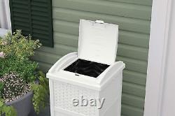 99 gallon heavy duty resin wicker horizontal outdoor deck box, white