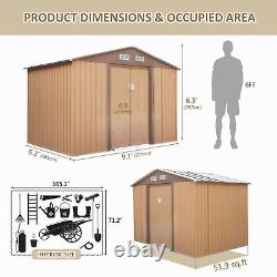 9'x6' Outdoor Backyard Garden Metal Storage Shed Utility Tool Storage Gable Roof