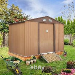 9'x6' Outdoor Backyard Garden Metal Storage Shed Utility Tool Storage Gable Roof