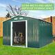 9x10.5x6ft Outdoor Garden Tool Shed Steel Metal Storage House Lockable Doorgreen