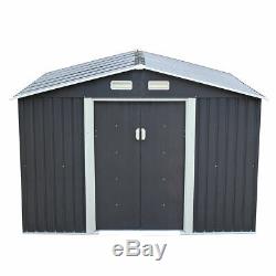 9x6x6ft Garden Backyard Storage Shed Tool House with Sliding Door Metal Outdoor