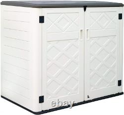 ADDOK 2SG Larger Horizontal Storage Shed Wood-Like, 4.4 X 2.8 Ft Outdoor Storage