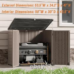 ADDOK Horizontal Outdoor Storage Sheds, Large Resin Outdoor Storage Cabinet for P