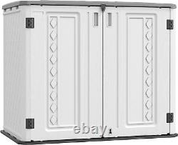 ADDOK Horizontal Storage Shed Multi-Function, Lockable Outdoor Storage Weather R