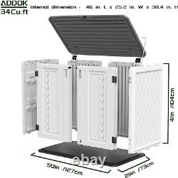 ADDOK Outdoor Horizontal Storage Cabinet, Outdoor Storage Sheds Waterproof/Lockab