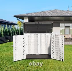 ADDOK Outdoor Horizontal Storage Sheds, Waterproof/Lockable Outdoor Storage Cabin