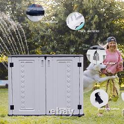 ADDOK Outdoor Horizontal Storage Sheds, Waterproof/Lockable Outdoor Storage Cabin