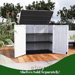 ADDOK Outdoor Horizontal Storage Sheds, Waterproof/Lockable Outdoor Storage Cabin
