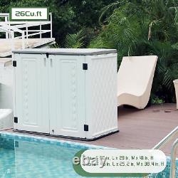 ADDOK Outdoor Horizontal Storage Sheds, Waterproof/Lockable Outdoor Storage Cabin