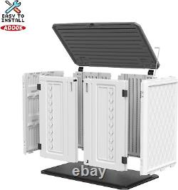 ADDOK Outdoor Horizontal Storage Sheds, Waterproof/Lockable Outdoor Storage Cabin