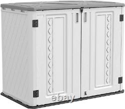 ADDOK Outdoor Horizontal Storage Sheds, Waterproof/Lockable Outdoor Storage Cabin