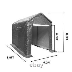 ALEKO Outdoor Storage Shelter Shed 6' x 8' Waterproof Heavy Duty Canopy Gray