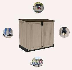 ALL-WEATHER PLASTIC Outdoor Storage Garden Pool Garbage Shed Box 30-Cu Ft Resin